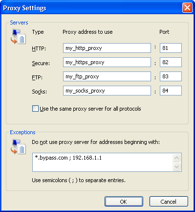 Proxy settings and fallback