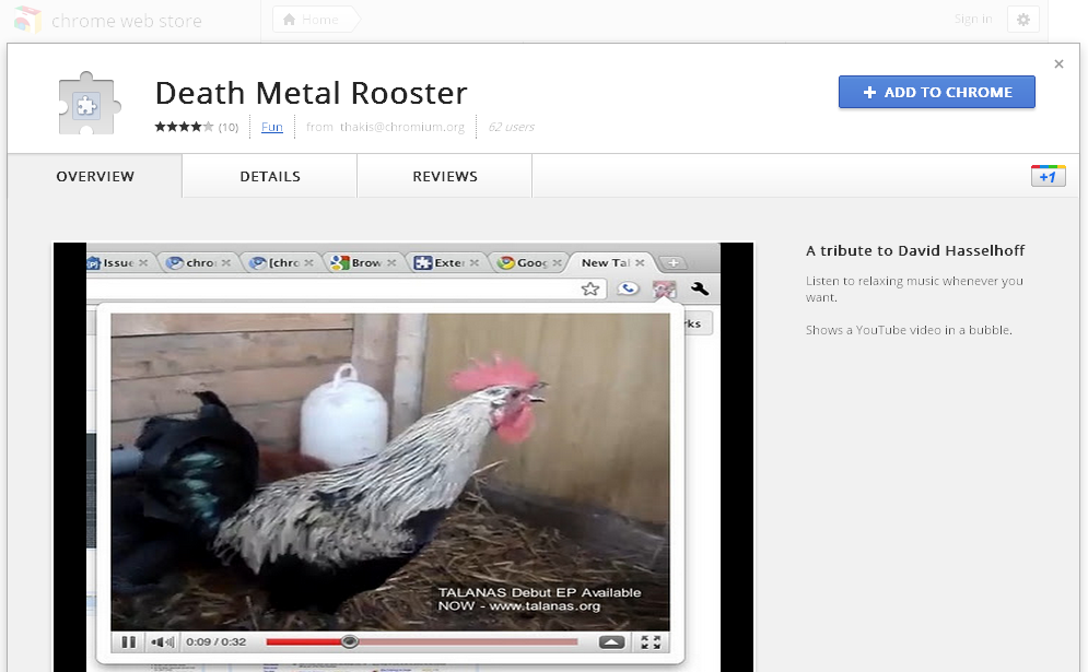 Death Metal Rooster extension screen shot